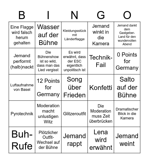 ESC-2025-Germany-Bingo Card
