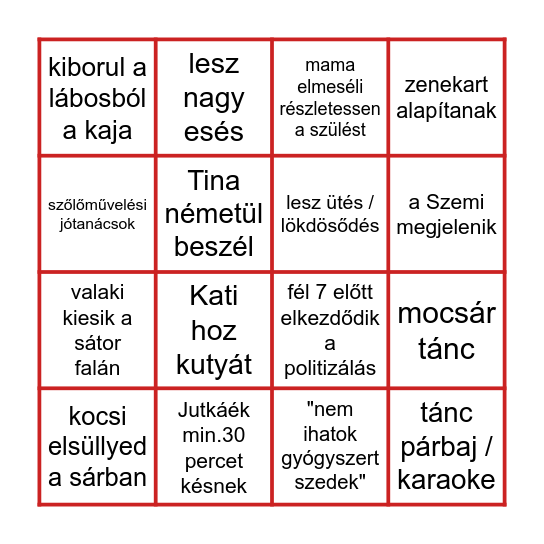 ADRI 50. szülinap Bingo Card