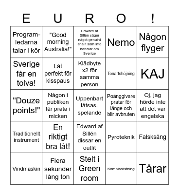 Eurovision 2025 Bingo Card