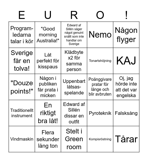 Eurovision 2025 Bingo Card