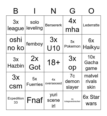 Untitled Bingo Card