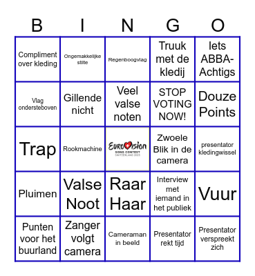 Eurovision Bingo 2025 Bingo Card