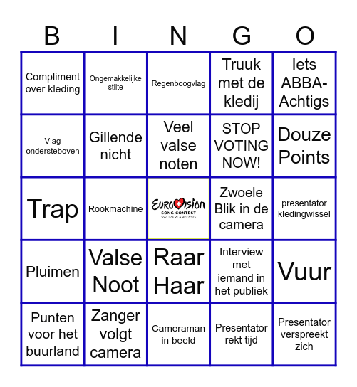 Eurovision Bingo 2025 Bingo Card