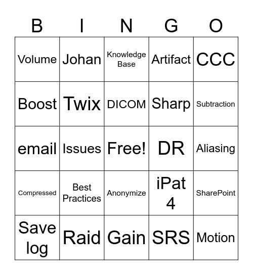 mRI Bingo Card