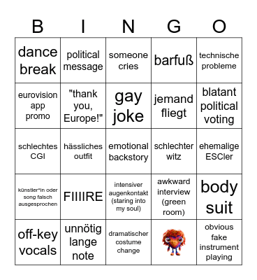 EUROVISION 2025 Bingo Card