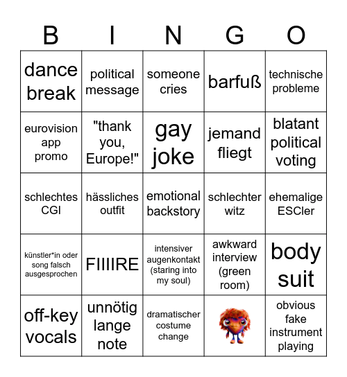 EUROVISION 2025 Bingo Card