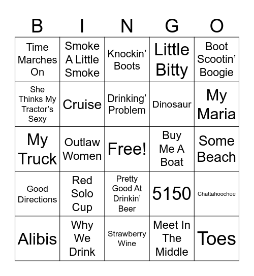 Country Bingo Card