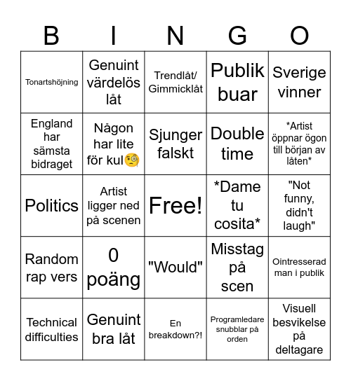 EV Bingo Card