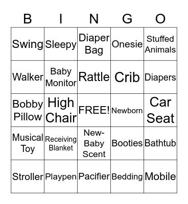 Baby Shower Bingo Card