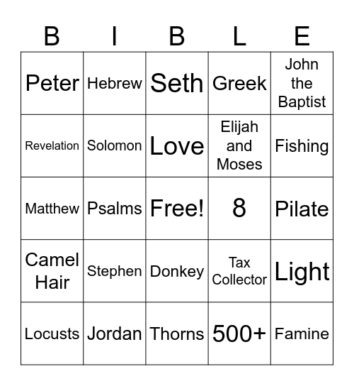 Bible Trivia Bingo Card