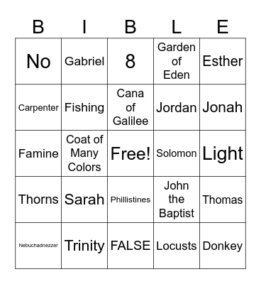 Bible Trivia Bingo Card