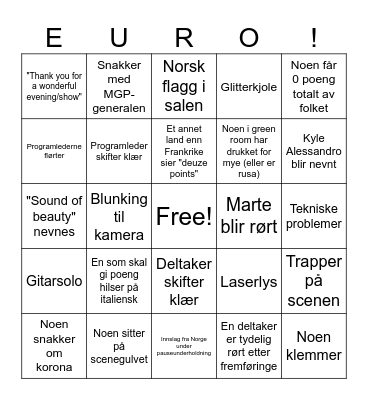 Eurovision! Bingo Card