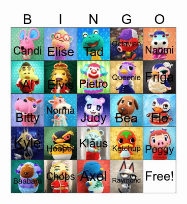 Animal Crossing Bingo Card