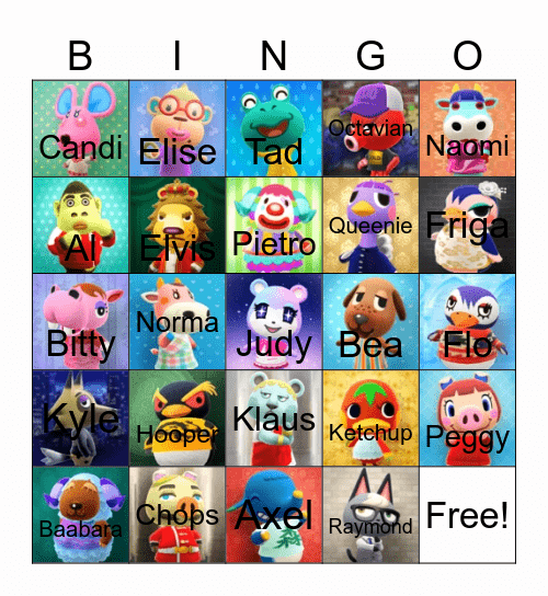 Animal Crossing Bingo Card