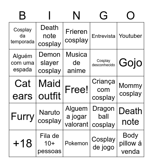 Iberanime bingo Card