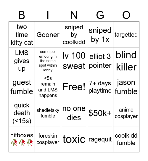 🥀🥀 forsaken bingo 🥀🥀 Bingo Card