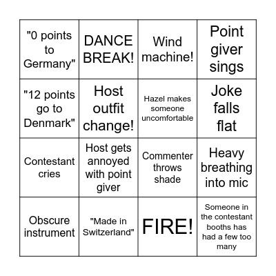 Eurovision 2025 Bingo Card
