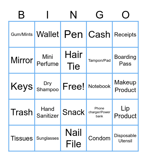 WHAT'S IN YOUR PURSE? Bingo Card