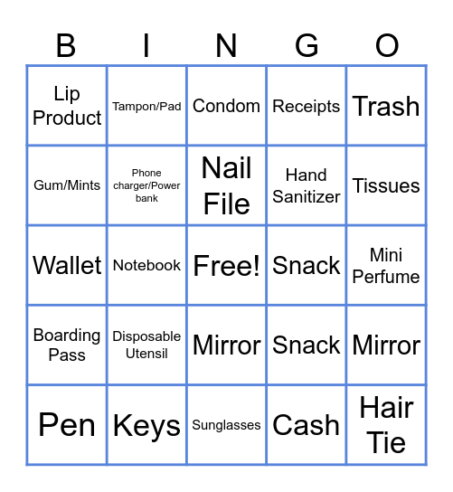 WHAT'S IN YOUR PURSE? Bingo Card