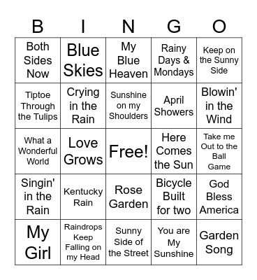 Spring Singo Bingo Card