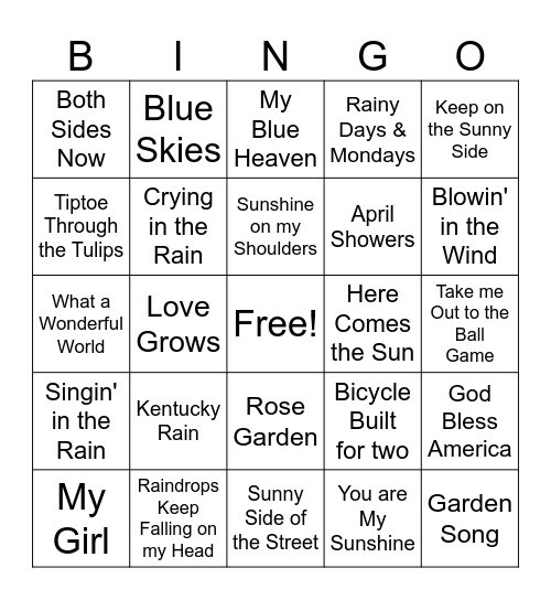 Spring Singo Bingo Card