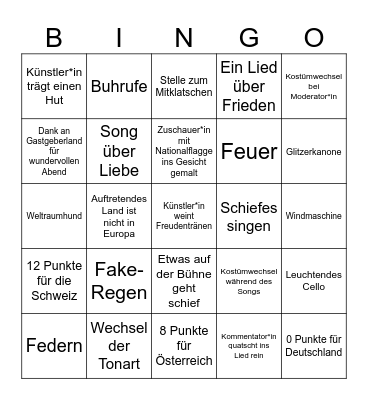 ESC 2025 Bingo Card