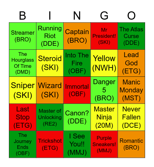 Achievement Bingo Card