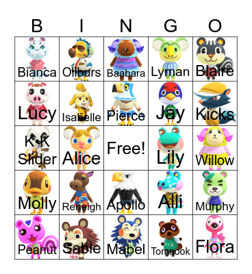 Animal Crossing Bingo Card