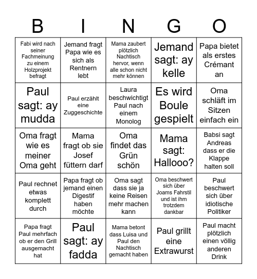 Casa Bobbelsche Bingo Card