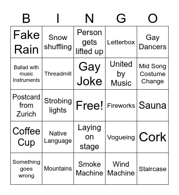Eurovision 2025 Bingo Card