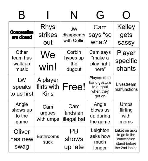 CAB 13U Navy Bingo! Bingo Card