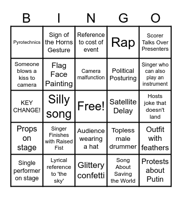 Eurovision 2025 Villa Bingo Card