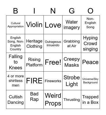 Eurovision 2025 Bingo Card