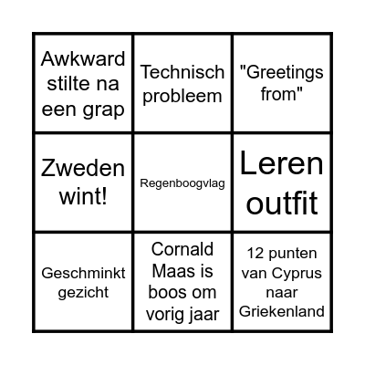 Eurovision Bingo 2025 Bingo Card