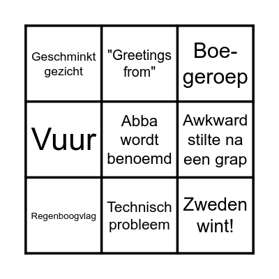Eurovision Bingo 2025 Bingo Card