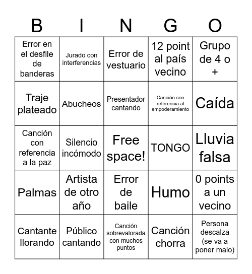 EUROVISIÓN!! Bingo Card