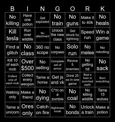 Dead rails bingo Card