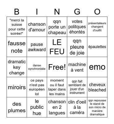 Eurovision 2025 Watchparty chez Tim! Bingo Card