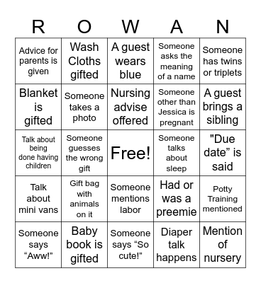 BABY SHOWER BINGO Card