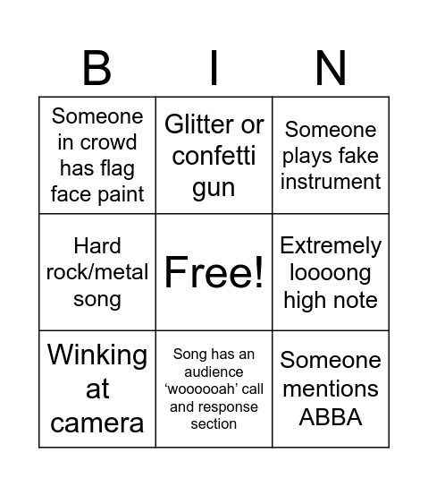 Euro 2025 Bingo Card