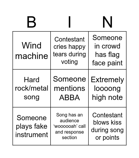 Euro 2035 Bingo Card