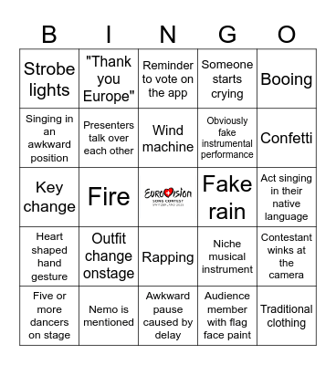 Eurovision 2025 Bingo Card