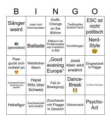 ESS 2025 Bingo Card
