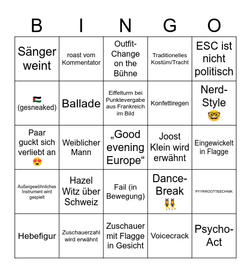 ESS 2025 Bingo Card