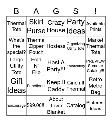 Thirty-One Bingo Card