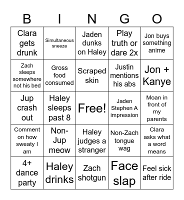 Disney trip Bingo Card