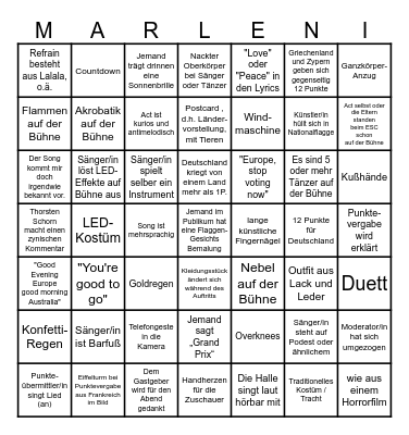 ESC 2025 Bingo (deutsch) Bingo Card