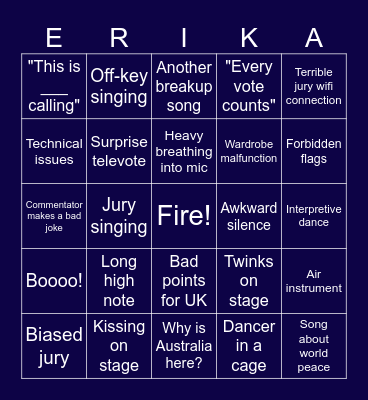 ERIKAVISION 2025 Bingo Card