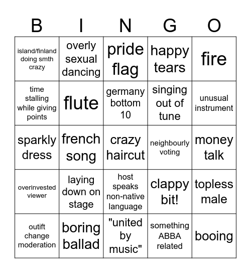 ESC 2025 Bingo Card