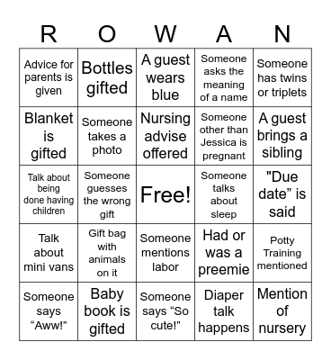 BABY SHOWER BINGO Card